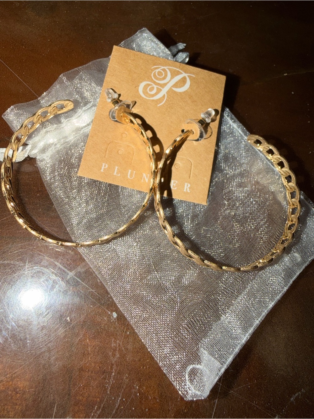 Plunder Gold Chain-Link Hoop Earrings - Picture 2 of 5